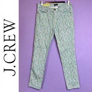 27 J CREW STRETCH GREEN FLORAL TOOTHPICK JEANS